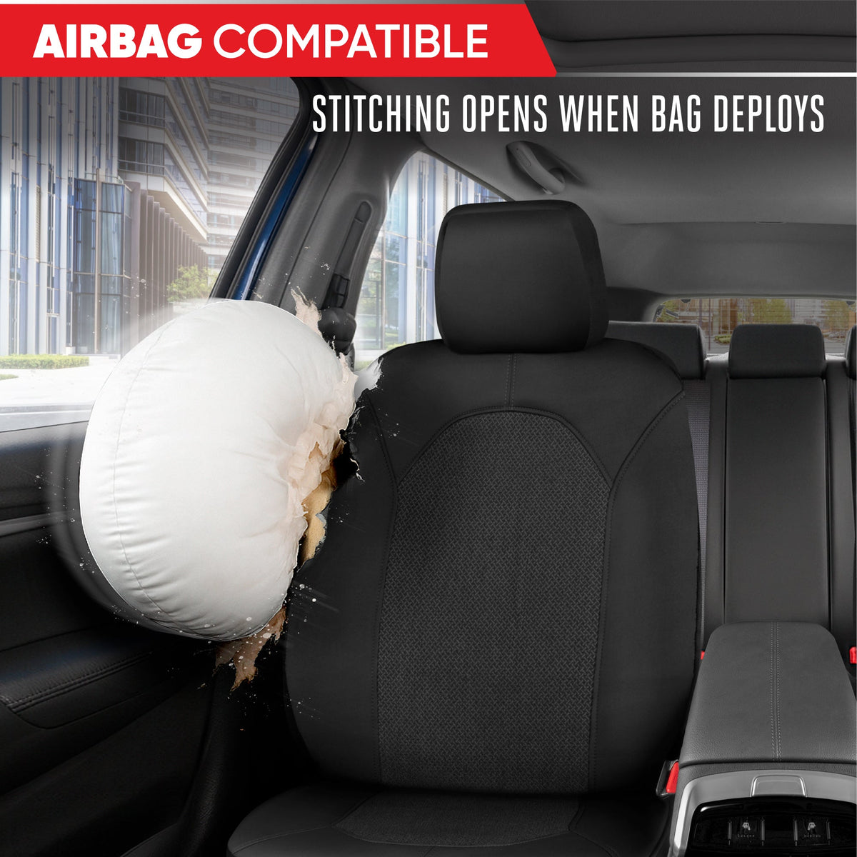 Motor Trend Black Car Seat Covers Set - 2 Vordersitze - Spill-Proof Neoprene CarSeat Cover Protector für Autos - Automobilzubehör Innenabdeckungen für SUV & Kleine LKW - Semi Universal Fit