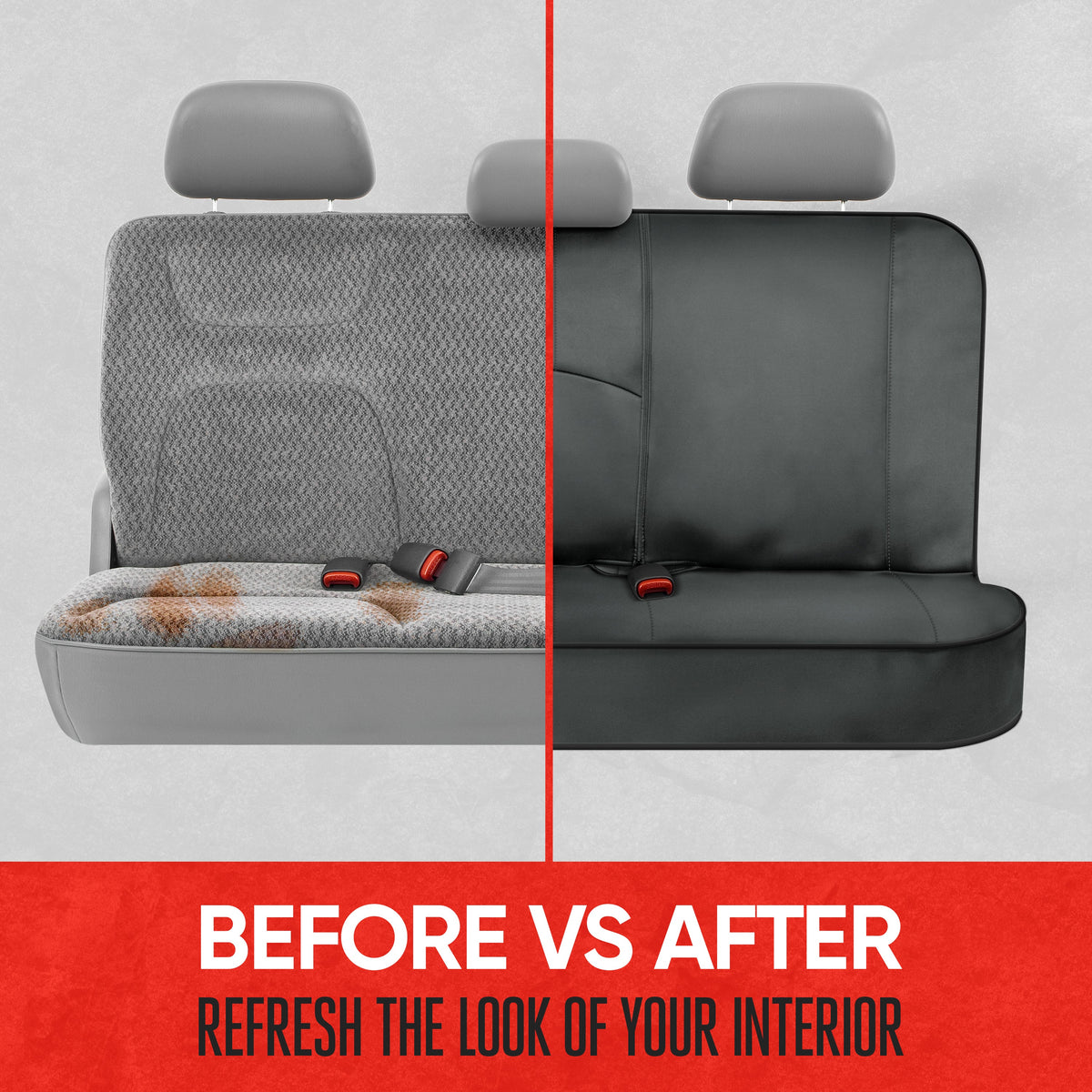 Motor Trend SpillGuard Wasserdichter Hintersitz Bench Car Seat Cover, All Charcoal Stitching - Split Bench Hintersitz Protector mit Neopren-Padding, Rücksitz Abdeckung für Kinder & Hunde, Auto-Innenraum Abdeckungen