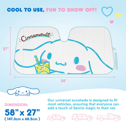 Carbella Sanrio Cinnamoroll Lemon Chill Front Windschutzscheibe Sonnenschirm (58' x 28')