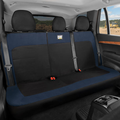 Cat Flexfit Blue & Black Rücksitz Abdeckung für Auto - Langlebige Canvas & Mesh Design 60/40 Split Bench Protector für Autos, LKW & SUVs - Rücksitz Abdeckung für Rücksitz Bench - Interieur Car Zubehör