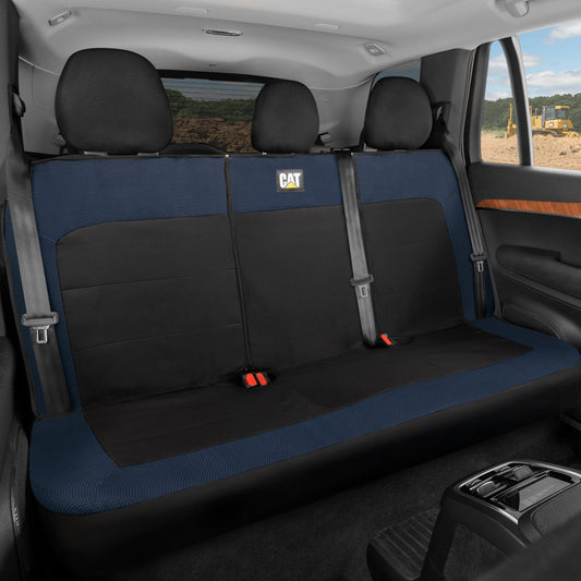 Cat Flexfit Blue & Black Rücksitz Abdeckung für Auto - Langlebige Canvas & Mesh Design 60/40 Split Bench Protector für Autos, LKW & SUVs - Rücksitz Abdeckung für Rücksitz Bench - Interieur Car Zubehör