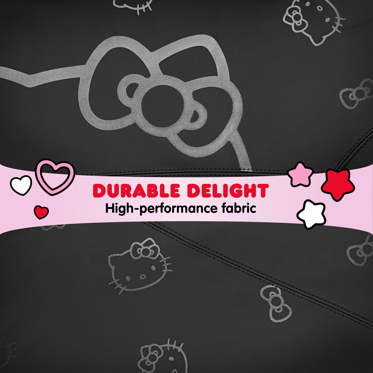 Hello Kitty Car Seat Covers - Cute Front Seat Covers, PU Ledersitz Abdeckungen für Autos, SUV, Van, Trucks, Hello Kitty Car Zubehör 2pc Schwarz