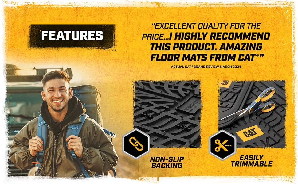 CAT ToughTread 4-Stück-Frontbodenmatten und hintere Bodenmatten - Heavy Duty, All Weather, Trimmable
