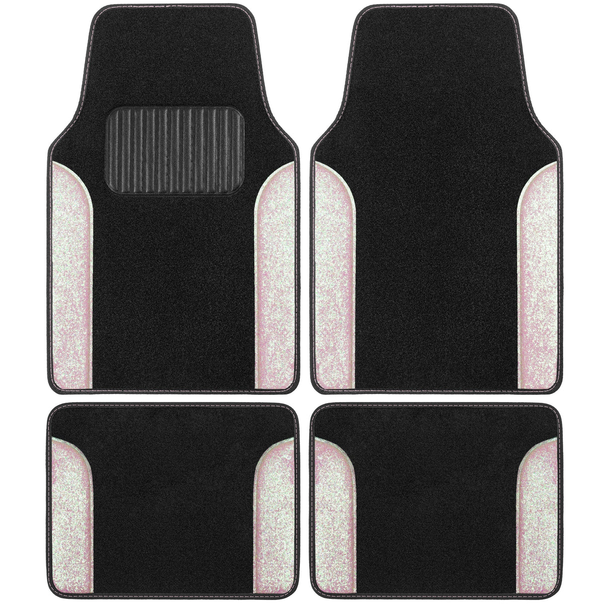 Carbella 4-Piece Sparkle Glitter Vorderbodenmatten und Hinterbodenmatten