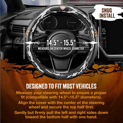 Naruto Shippuden Car Lenkrad Abdeckung, 15 Zoll Anime Lenkrad Abdeckung, gepolsterte Soft Comfortable Cover Anime Car Zubehör für Männer Frauen, Kirigakure