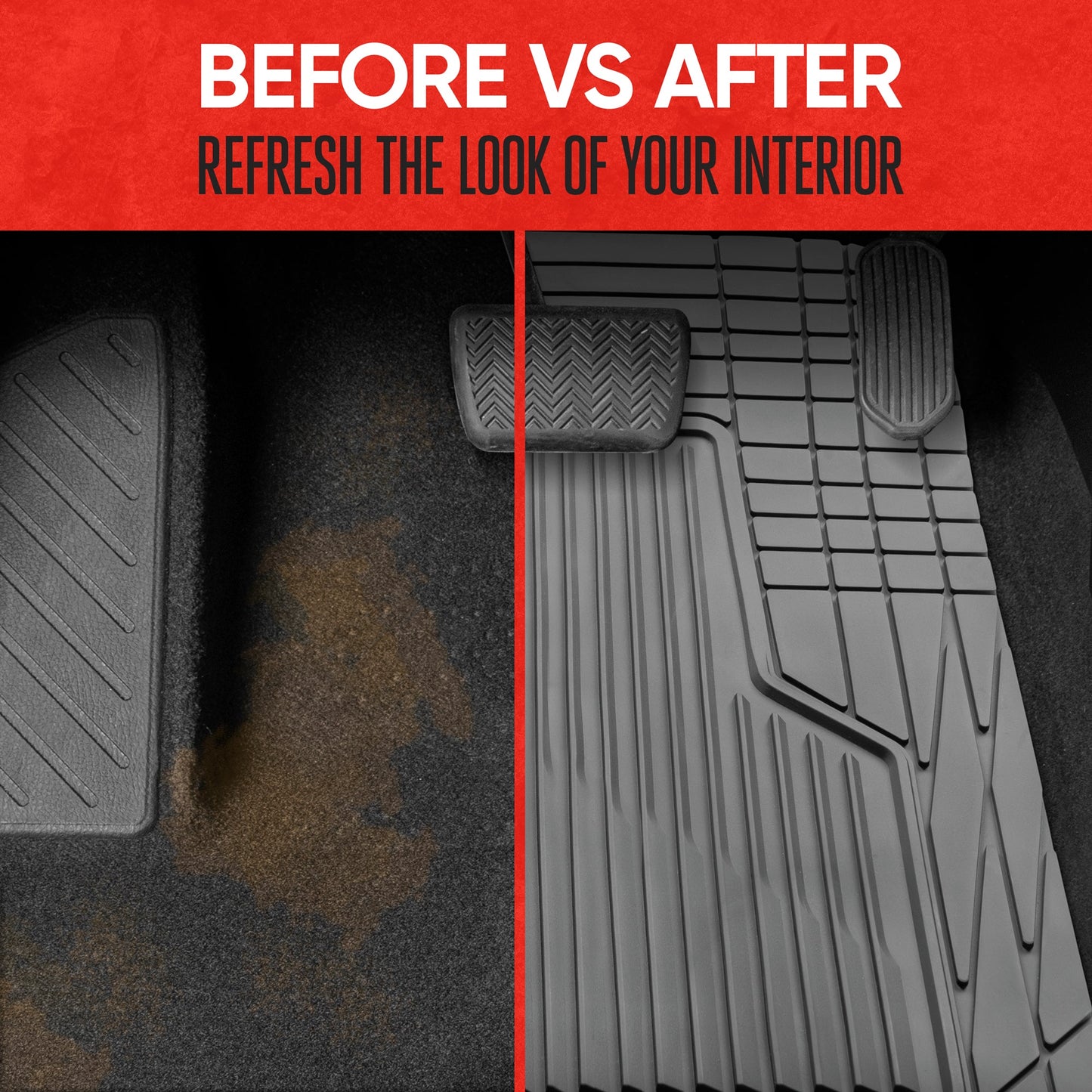 MotorTrend 3-Piece Raised Ridge Multi-Channel Front Floor Matts und Rear Floor Mat - Heavy Duty, All Weather, Trim to Fit