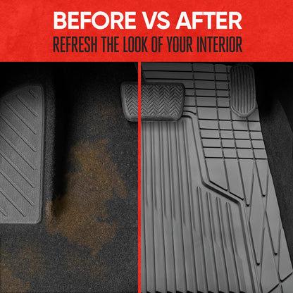 MotorTrend 3-Piece Raised Ridge Multi-Channel Front Floor Matts und Rear Floor Mat - Heavy Duty, All Weather, Trim to Fit