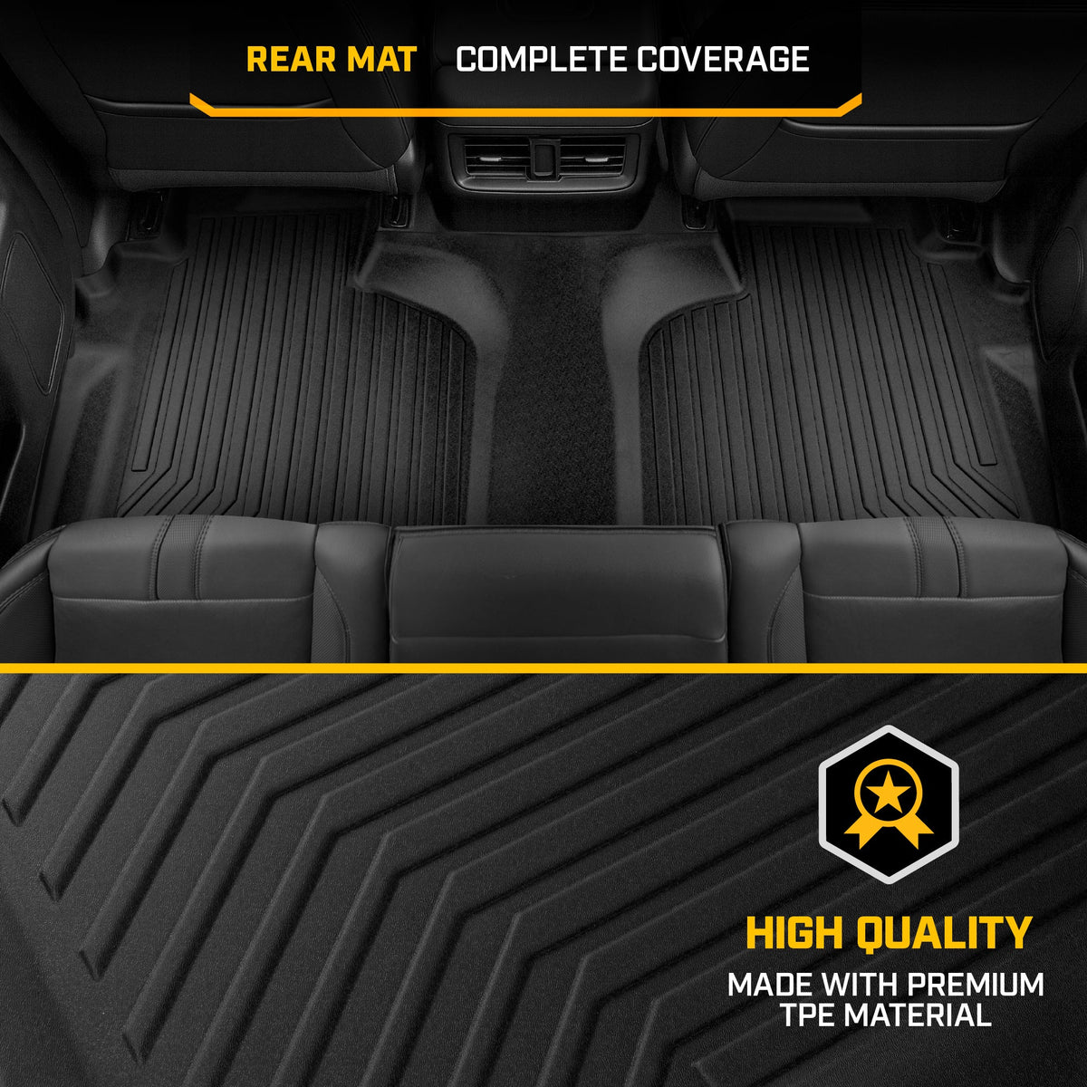 CAT® JustFitTM 3D Custom Fit Bench Bodenmatte für 2019-2026 Chevrolet Silverado 1500 / GMC Sierra 1500 & 2020-2026 Chevy Silverado / GMC Sierra 2500HD / 3500HD Crew Cab Rear Floor Liner Laser gemessen