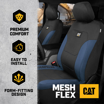 CAT FlexFit Black Blue Seat Covers für Autos, LKWs und SUV - (2) Front Car Seat Cover Front Seat Protectors - Airbag-kompatible Sitzbezüge für SUV Interior Covers & Truck Seat Cover Car Zubehör