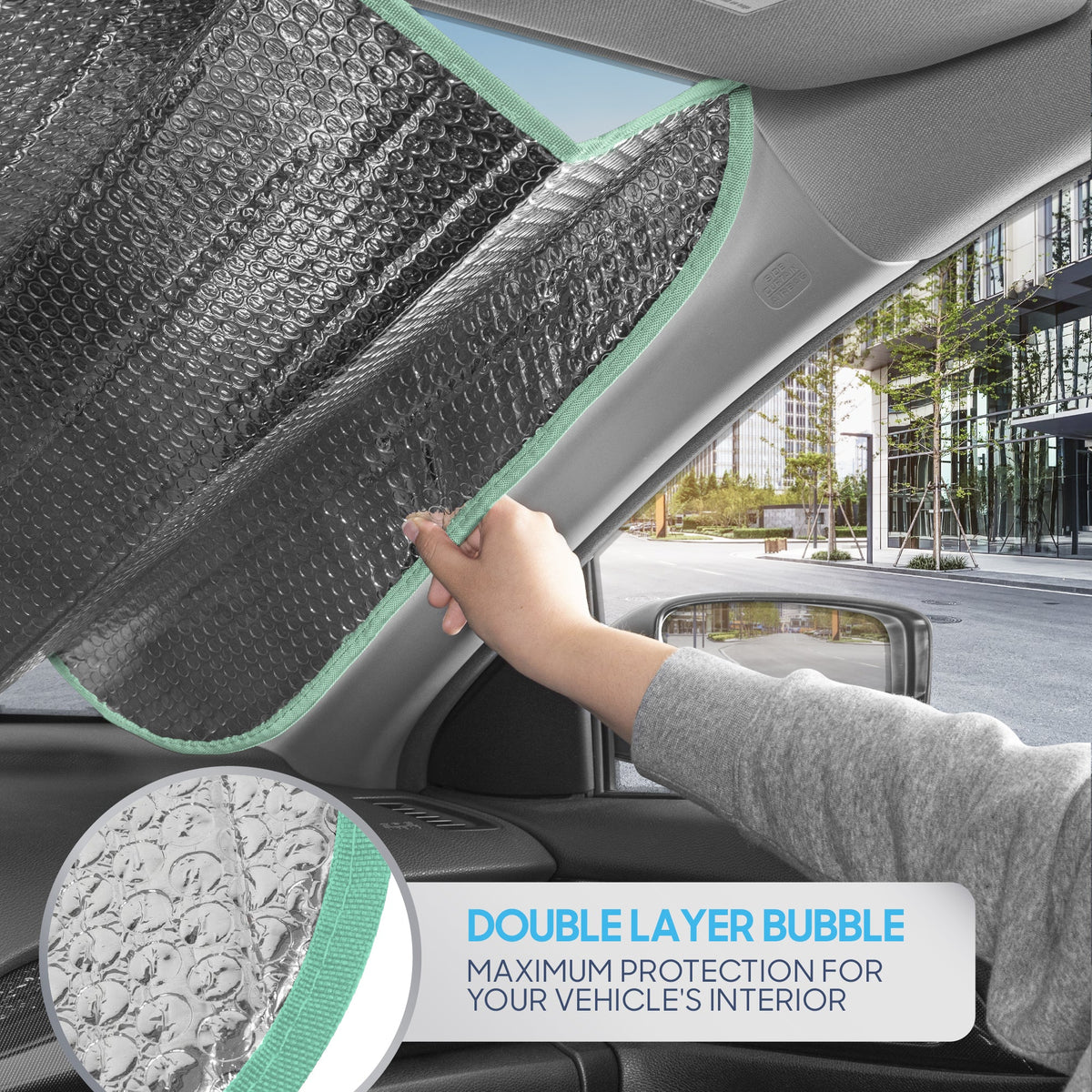 BDK Iridescent Mermaid, Hologrammfolie, Chameleon Front Windschutzscheibe Sonnenschutz, Doppelblasen-Akkordeon Falt Auto Sonnenschutz für Auto LKW SUV 58 x 27 Zoll