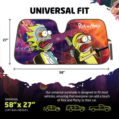 Rick und Morty Car Windschutzscheibe Sonnenschutz-Akkordeon-Stil für Auto Front Windschutzscheibe Fenster - 58' (W) x 27' (L)