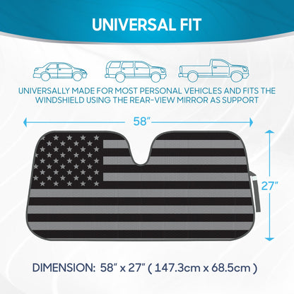 BDK Black USA Flag Front Windschutzscheibe Sonnenschirm (58' x 27')