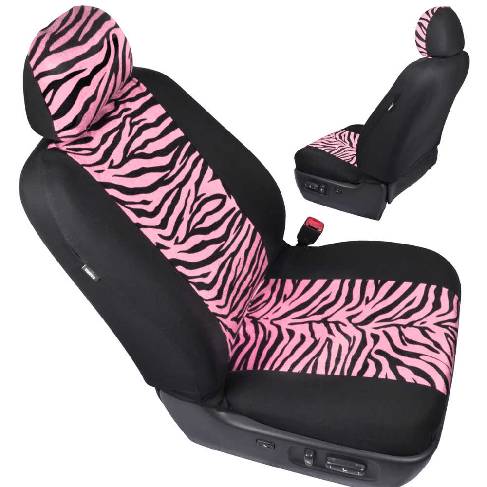 BDK 12-Piece Pink Tiger Vordersitzbezüge, Rücksitzbezüge, Sitzgurtpads und Lenkradbezüge (Fits 14.5' - 15.5')