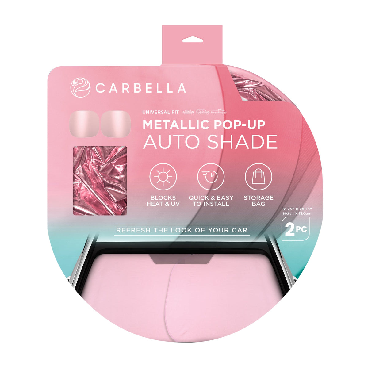 Carbella 2-Stück Metallic Front Windschutzscheibe Sonnenschirm (31,75' x 28,75')