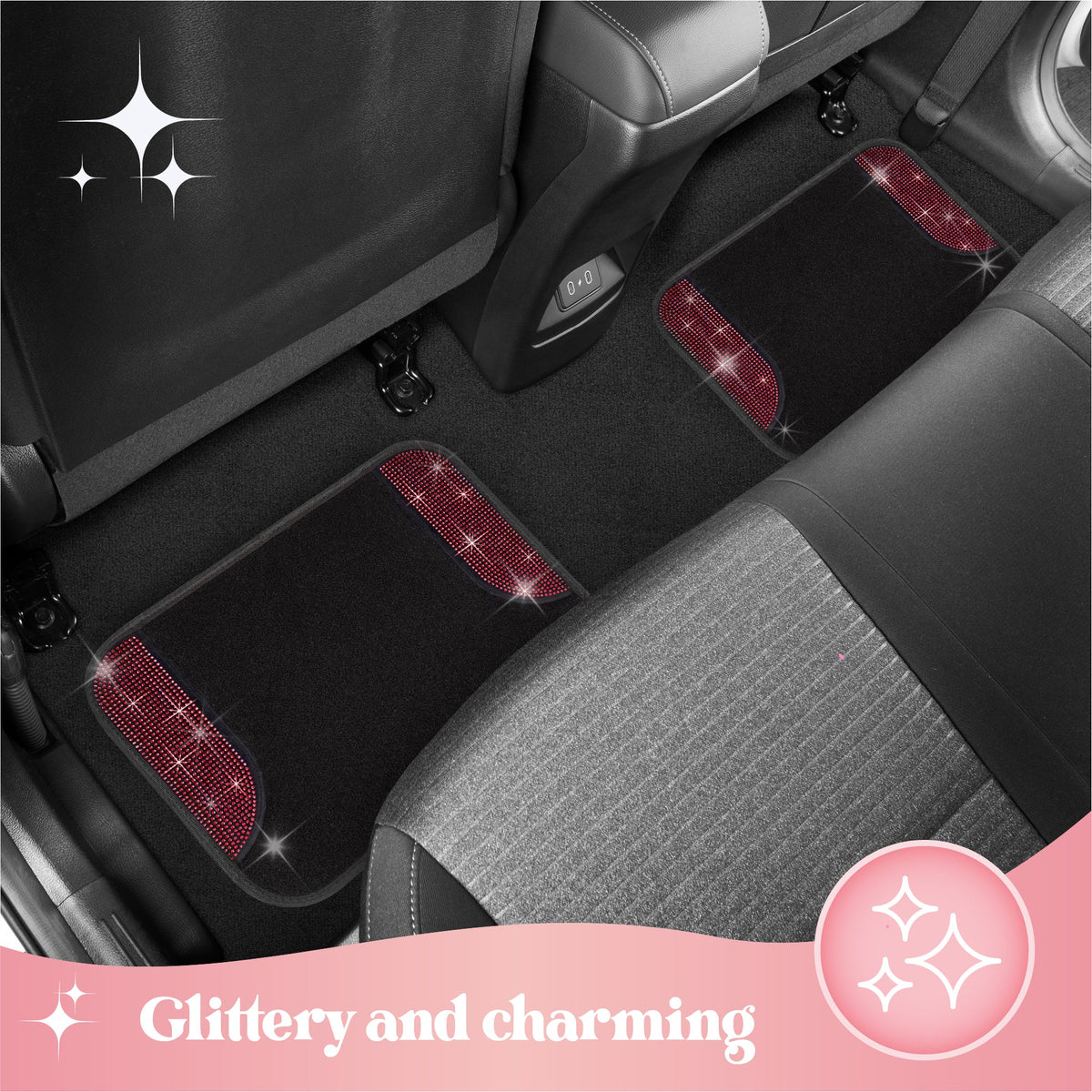 Carbella 4-Piece Diamond Bling Vorderbodenmatten und Hinterbodenmatten - Rot
