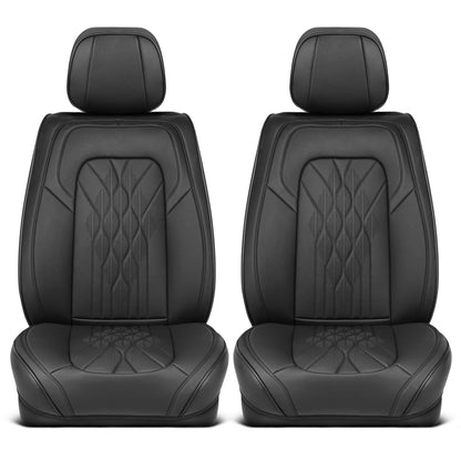 MotorBox Elite Edition Faux Ledersitz Abdeckungen für Autos, LKW und SUV - 2 schwarze Autositz Abdeckungen für Vordersitze - Universal Fit Car Zubehör Automotive Interior Cover Protector für die meisten Fahrzeuge
