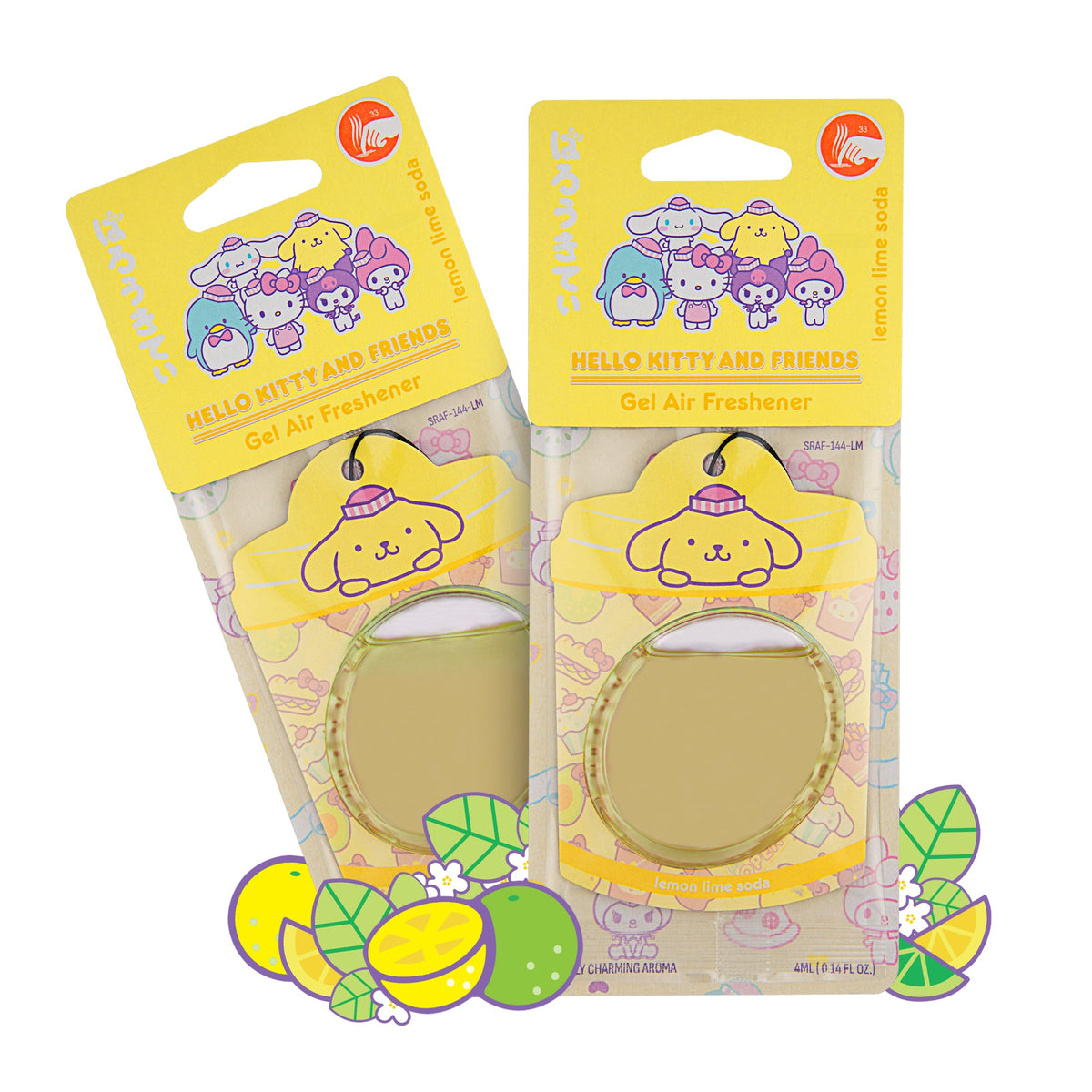 Hello Kitty und Freunde Car Air Freshener (Pompompurin - Zitronenlime Soda) Hängen Gel Area Deodorizer, lang anhaltende Autodüfte Air Freshener, niedliches Automotive Sanrio Zubehör Dekor, 2-Pack