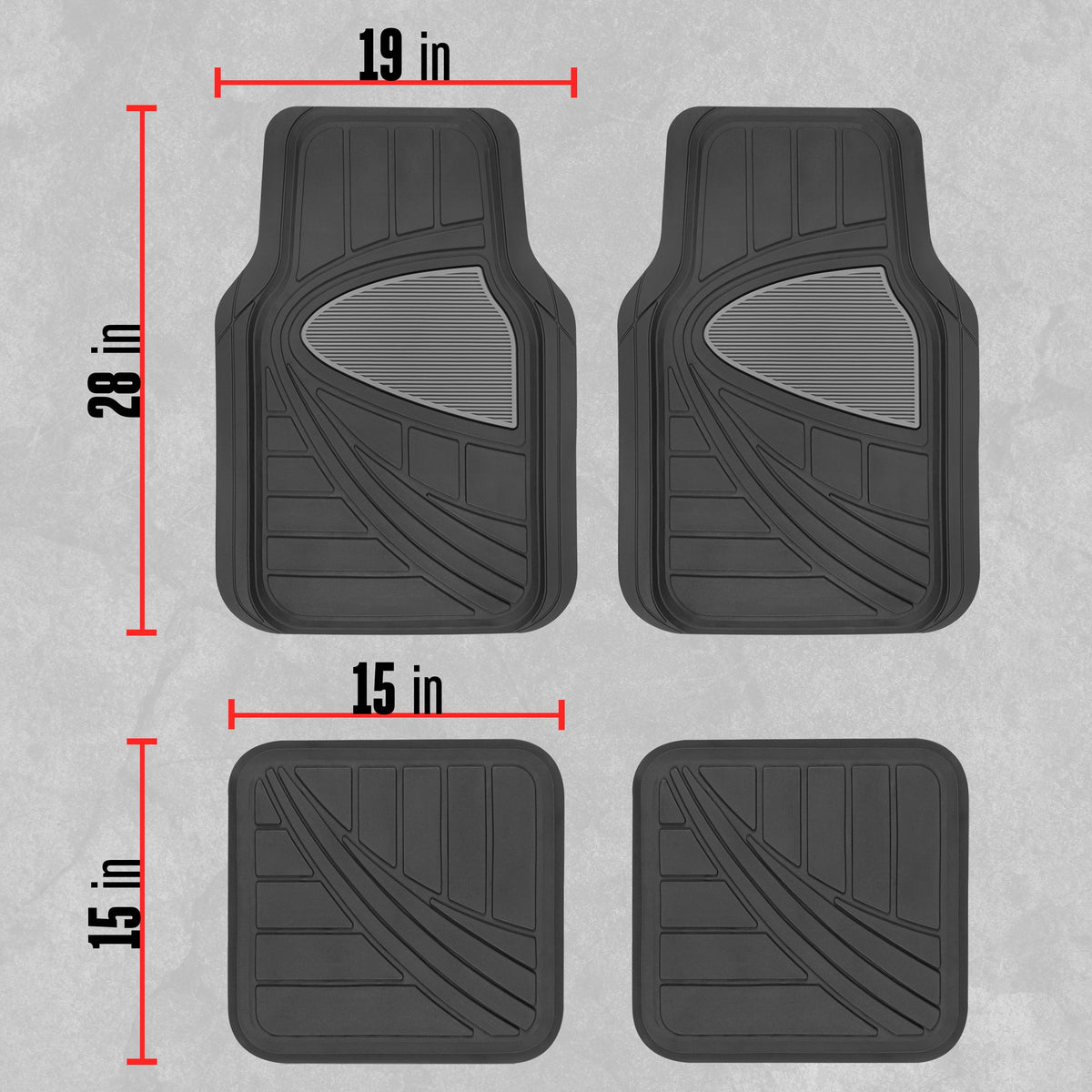 MotorTrend 4-Stück Zwei-Tone Non-Slip Heel Pad Vorderbodenmatten und Hinterbodenmatten - Heavy Duty, All Weather, Trimmen Sie, um zu passen