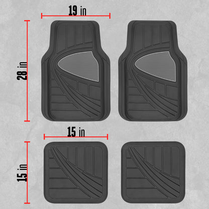 MotorTrend 4-Stück Zwei-Tone Non-Slip Heel Pad Vorderbodenmatten und Hinterbodenmatten - Heavy Duty, All Weather, Trimmen Sie, um zu passen