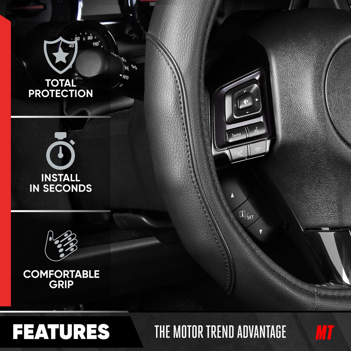 MotorTrend Stealth D-förmige Lenkradabdeckung (Fits 14.5' - 15.5')