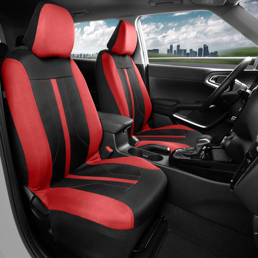Motor Trend Red Tuch Autositz Abdeckungen für Vordersitze - Premium Automotive Bucket Seat Abdeckungen, Hergestellt für Fahrzeuge mit abnehmbaren Kopfstützen, Innenabdeckungen für Auto LKW Van SUV
