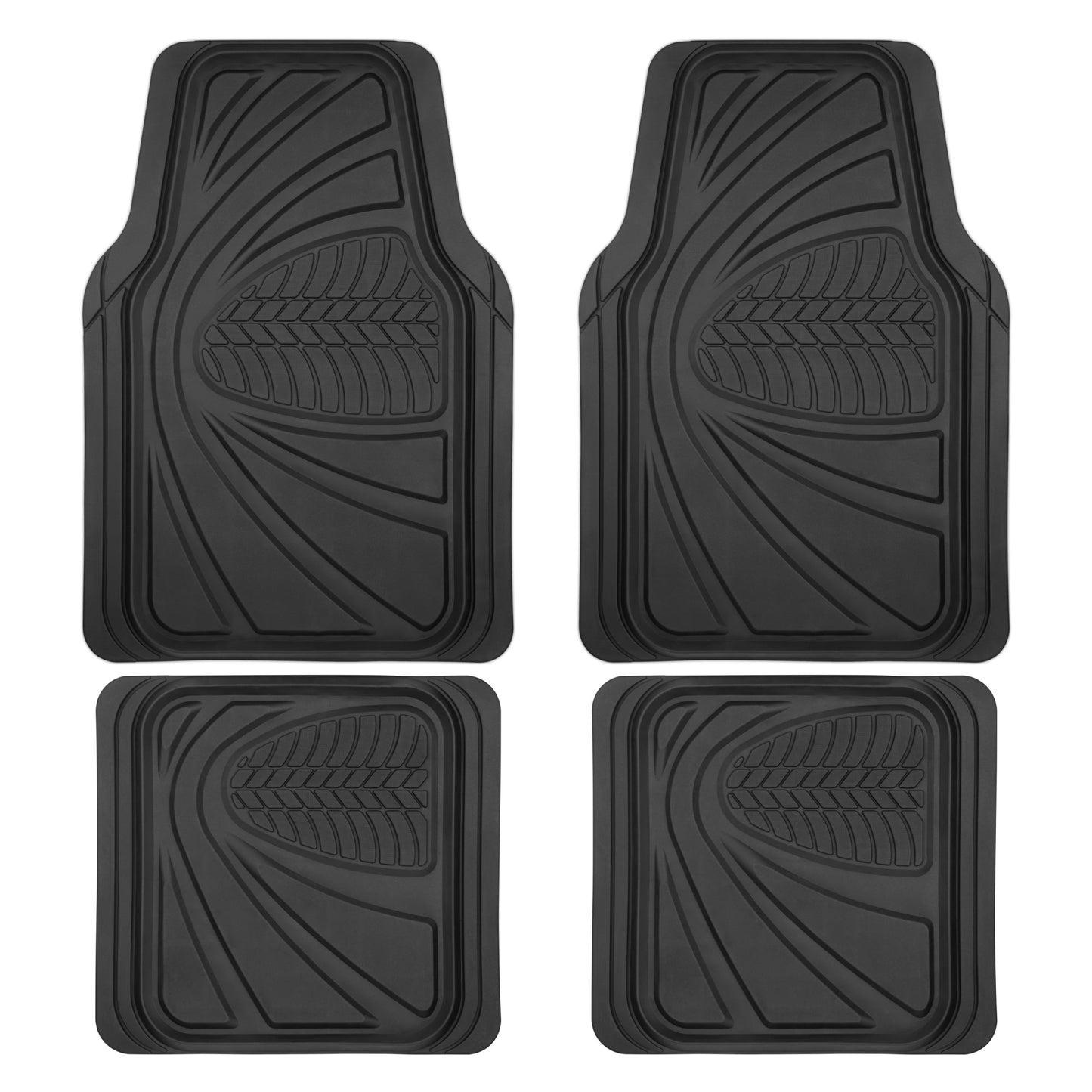 Motor Trend FlexTough Guard Allwetter-Bodenmatten für Autos - Schwarze wasserdichte Gummibodenmatten, universelles Trim-to-Fit-Autozubehör für Autos, LKW & SUV