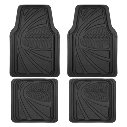 Motor Trend FlexTough Guard Allwetter-Bodenmatten für Autos - Schwarze wasserdichte Gummibodenmatten, universelles Trim-to-Fit-Autozubehör für Autos, LKW & SUV