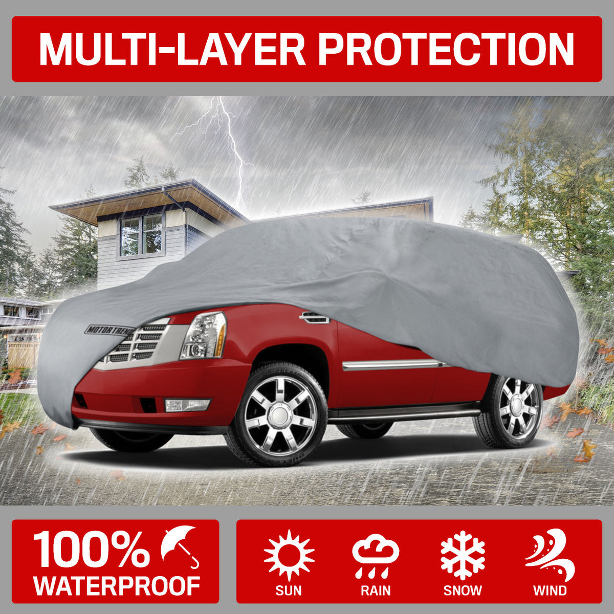 MotorTrend 4-Serie Premium Poly Lined Fahrzeugabdeckung für Autos, SUVs, LKW, Vans
