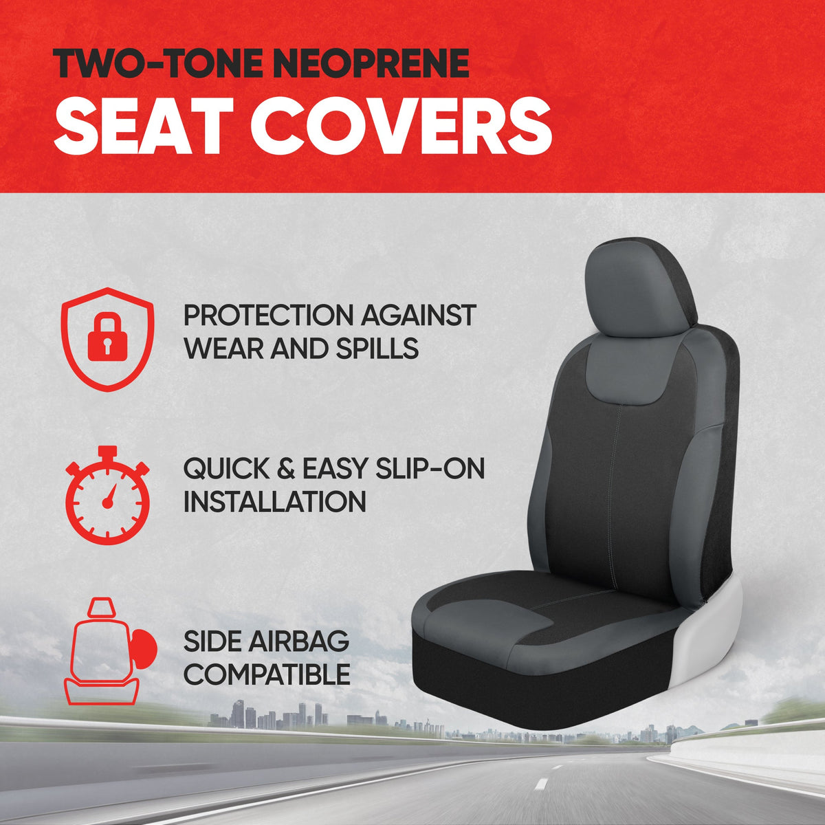 MotorTrend 2-Pack Neopren Zwei-Tone-Vordersitzabdeckungen