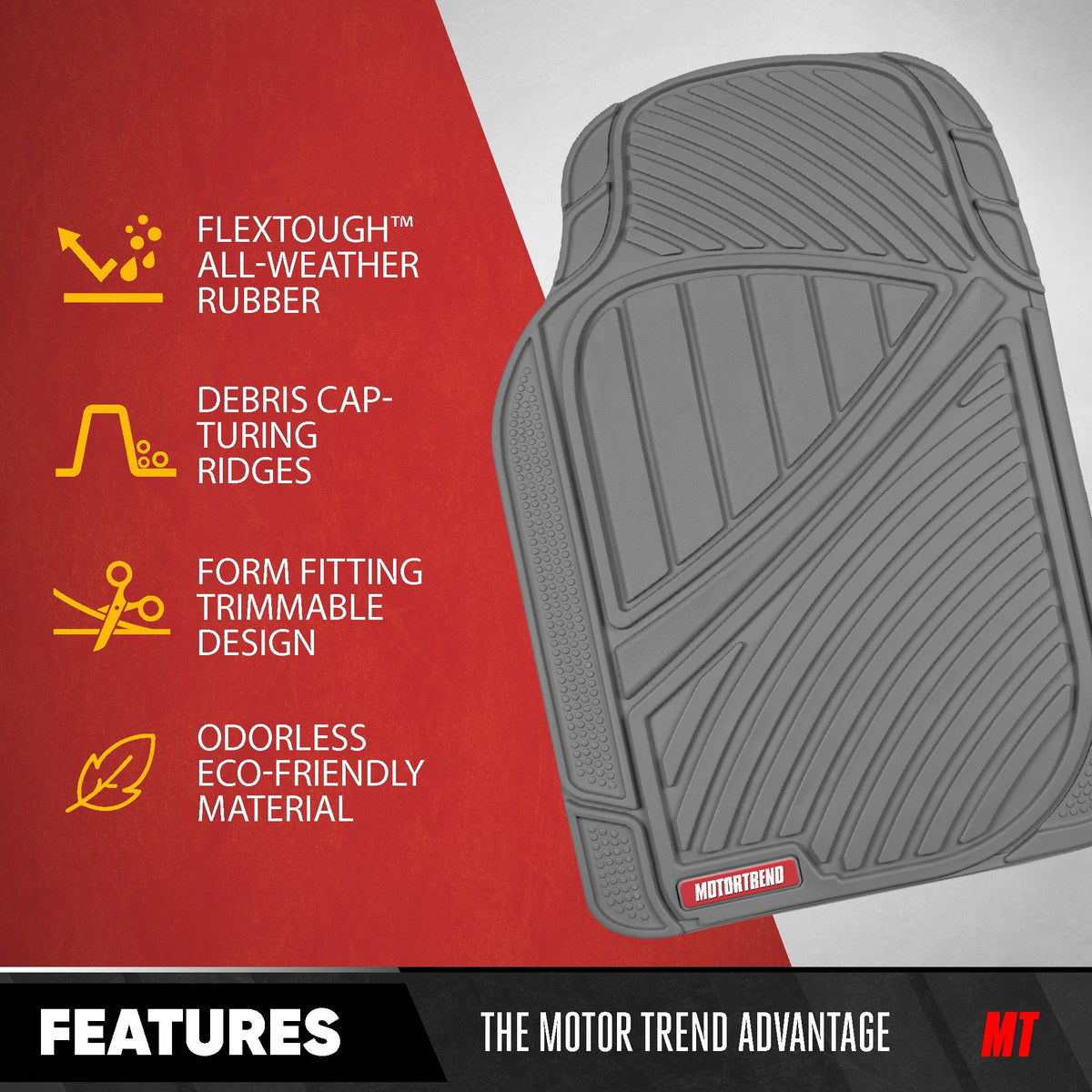 MotorTrend 4-Piece 3-Rows Extra-High Ridgeline Vorderbodenmatten, Mittelbodenmatte und Hinterbodenmatte