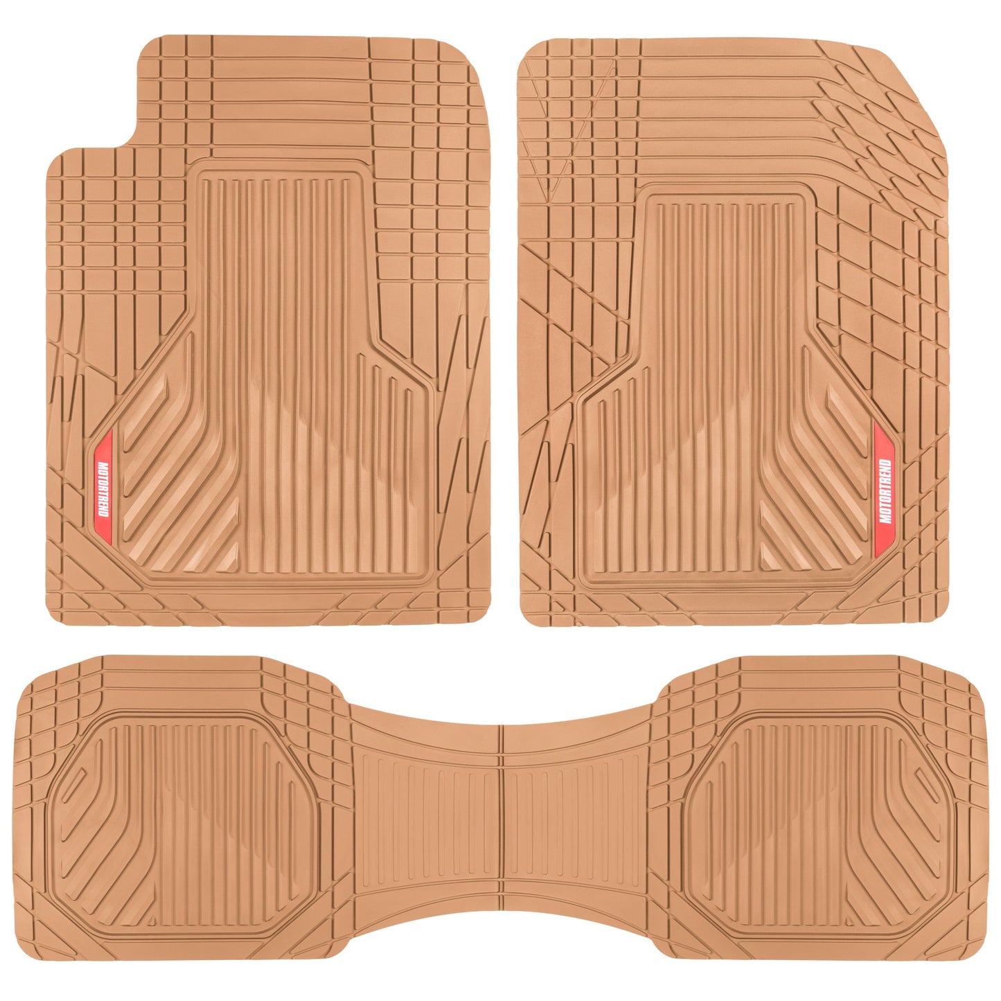 MotorTrend 3-Piece Raised Ridge Multi-Channel Front Floor Matts und Rear Floor Mat - Heavy Duty, All Weather, Trim to Fit