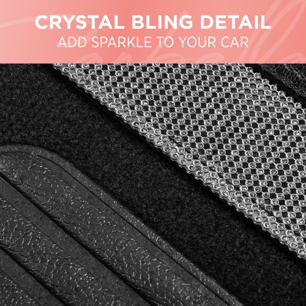 Carbella 4-Piece Diamond Bling Vorderbodenmatten und Hinterbodenmatten - Silber