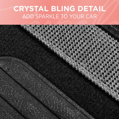 Carbella 4-Piece Diamond Bling Vorderbodenmatten und Hinterbodenmatten - Silber