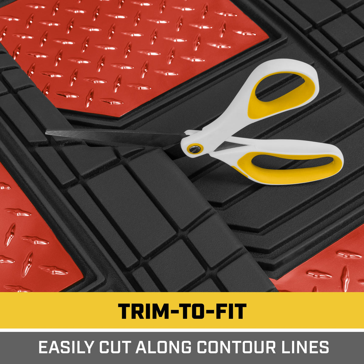 CAT 4-Stück Zwei-Tone Metallic-Look Front Floor Matts und Hintere Bodenmatten - Heavy Duty, All Weather, Trimm to Fit