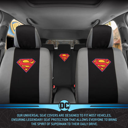 Warner Bros DC Comics 9-Stück Superman Logo PolyCloth Vordersitz- und Rücksitzabdeckungen