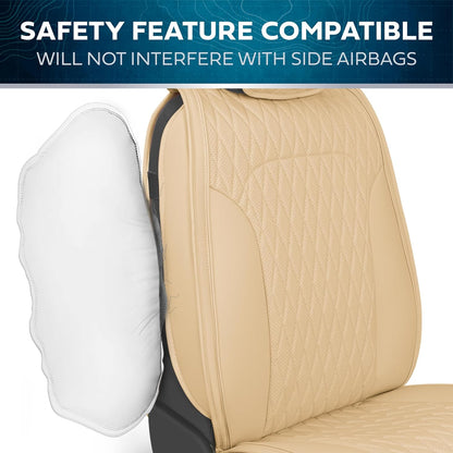 Car Seat Covers - DiamondLux Edition Premium Faux Leather Seat Protectors - Doppelkreuz-Nähte gepolsterte Automobilzubehör für LKW, SUVs, Autos - Front Seat Set