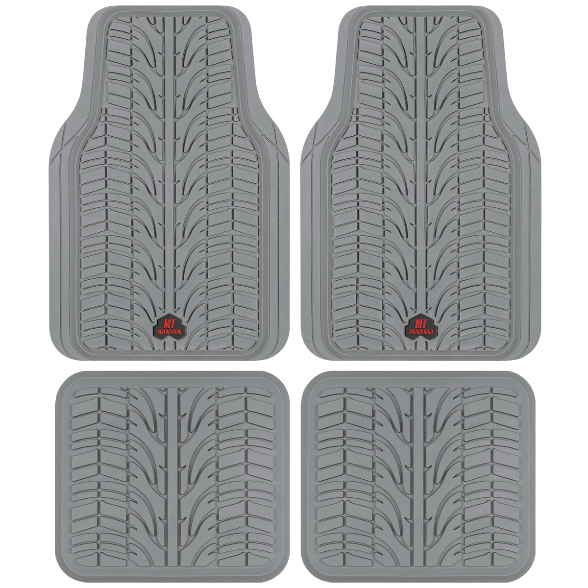 MotorTrend 4-Piece Grand Prix Reifenlaufflächen-Frontbodenmatten und Hinterbodenmatten - Heavy Duty, All Weather, Trimm to Fit