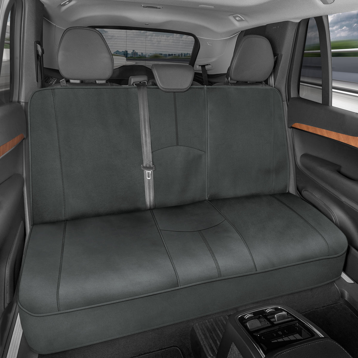 Motor Trend SpillGuard Wasserdichter Hintersitz Bench Car Seat Cover, All Charcoal Stitching - Split Bench Hintersitz Protector mit Neopren-Padding, Rücksitz Abdeckung für Kinder & Hunde, Auto-Innenraum Abdeckungen