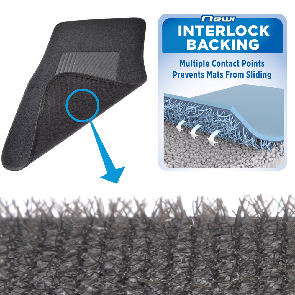 MotorTrend 4-Piece Premium Inter-Lock Backing Teppich Vorderbodenmatten und Hinterbodenmatten