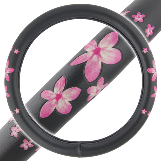 BDK Pink Hawaiian Flowers Lenkrad Abdeckung (Fits 14.5' - 15.5')
