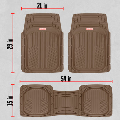 MotorTrend 3-Stück FlexTough Plus Deep Dish Line Rillen Vorderbodenmatten und Hinterbodenmatte - Heavy Duty, All Weather, Trimmen Sie, um zu passen
