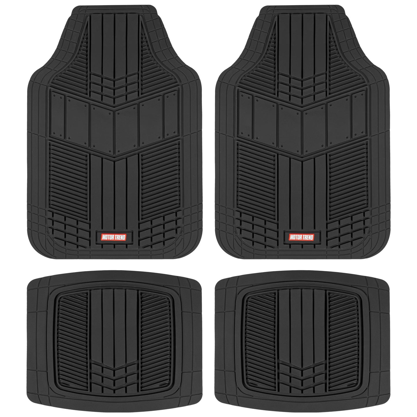MotorTrend 4-Piece DualFlex Deep Drainage Kanäle Vorderbodenmatten und Hinterbodenmatten - Heavy Duty, All Weather, Trimmen Sie, um zu passen