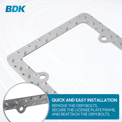 Rostbeständiges verchromtes Die-Cast-Edelmetall-Lizenzplattenrahmen / -halter Universalgröße - Blank Metal Design (Paket von 2)