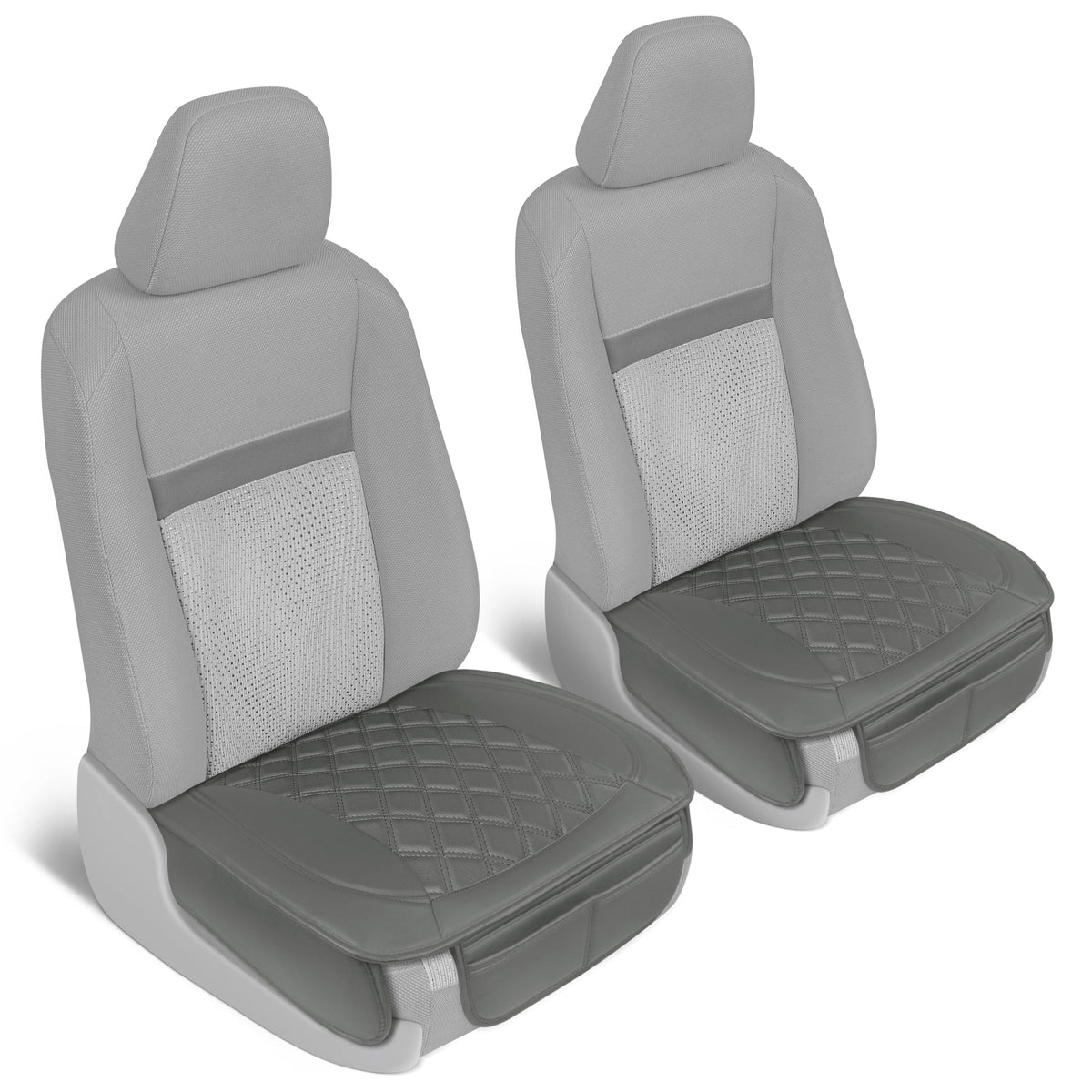 MotorTrend 2-Pack gepolsterte Faux Leather Diamond Nähte Sitzbezüge mit Front Storage Taschen