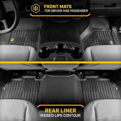 CAT 3-Stück JustFit 3D Vorderbodenmatten und Hinterbodenmatten für Dodge Ram 1500 Crew Cab 2009-2018, Dodge Ram 2500/3500 Crew Cab 2010-2018, Dodge Ram Classic 2019-2024
