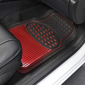 BDK 4-Piece-zentrierte gedämpfte Griff Pad Vorderbodenmatten und hintere Bodenmatten - Heavy Duty, All Weather, Trimmen Sie, um zu passen
