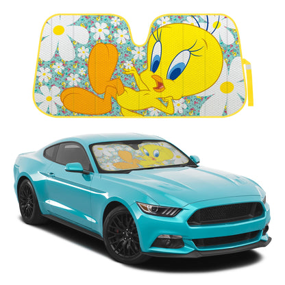 Warner Bros Looney Tunes Tweety Bird mit Blumen Front Windschutzscheibe Sonnenschirm (58 'x 27')