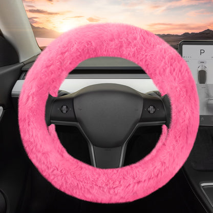 Carbella Soft Pink Fuzzy Lenkrad Abdeckung, Standard 15 Zoll Größe passt die meisten Fahrzeuge, niedliche Faux Pelz Auto Lenkung Abdeckung mit Soft Fluffy Furry Touch, Auto Zubehör für Frauen
