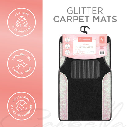 Carbella 4-Piece Sparkle Glitter Vorderbodenmatten und Hinterbodenmatten
