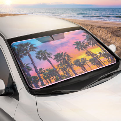 Carbella Sunset Palm Trees Front Windschutzscheibe Sonnenschirm XXL (64' x 32')